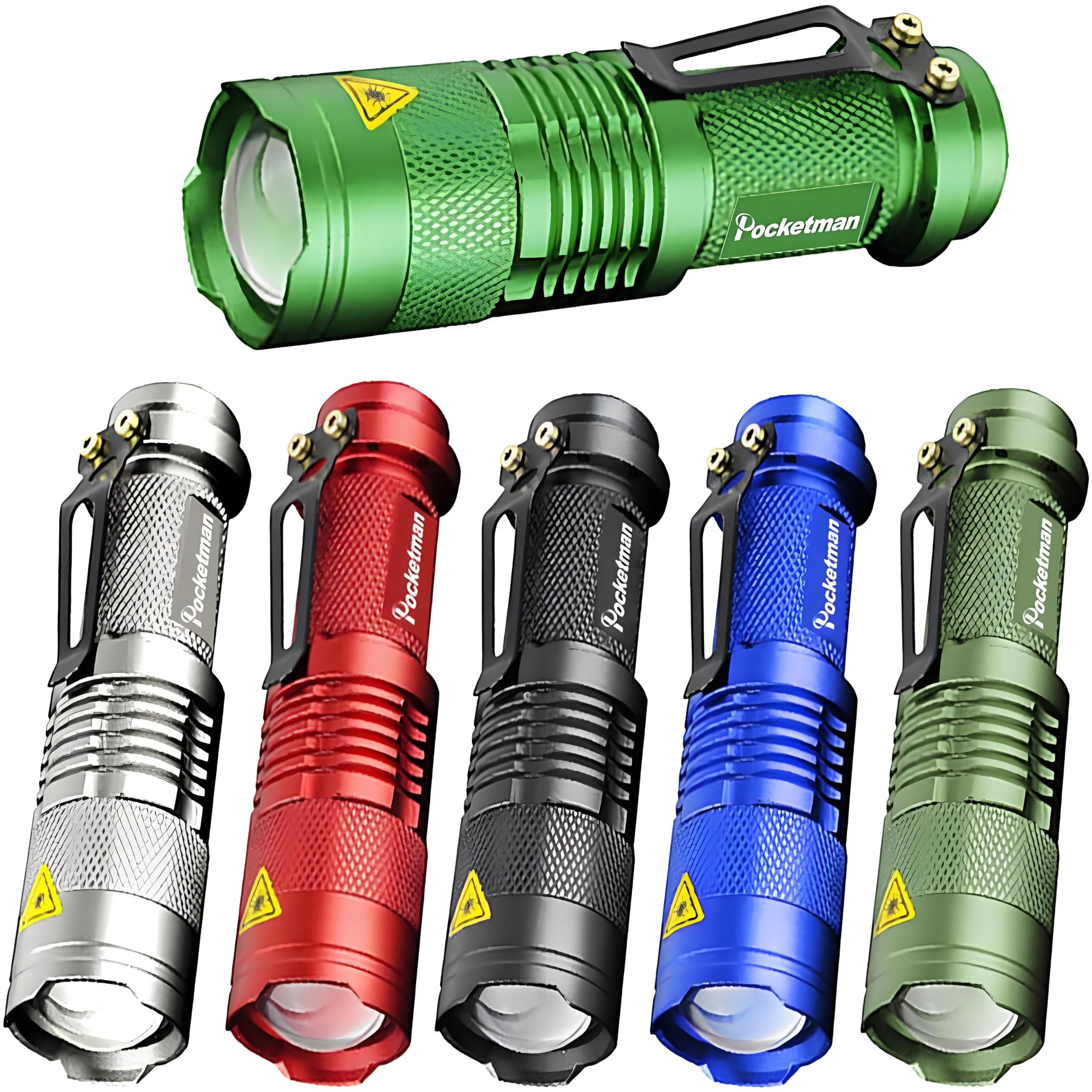 Pack of 6,Pocketman 7W 300LM SK-68 3 Modes Mini LED Flashlight Torch Tactical Lamp