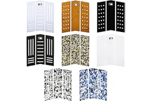 AQUBONA 3pcs/6pcs Stomp Pad Surfboard EVA Traction Pad with 3M Adhesive Professional Tail Pad/Applies All Boards - Surfboard, Shortboard, Longboard, Skimboard, Snowboard/Black