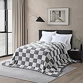 CLOUDS HUG Oversized King Checkered Blanket for Couch - Super Soft Extra Large Throw Blankets for Bed, Fluffy Fuzzy Plush Lightweight Cozy Blanket,120" x 120", Grey