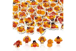 CJiangpo 60Pcs Thanksgiving Turkey Mini Eraser for Kids Bulk Cute Cartoon Turkey Pencil Rubber Eraser 3D Desk Puzzle Erasers for Kids Classroom Prizes Fall Thanksgiving Day Gifts Filler Party Favors