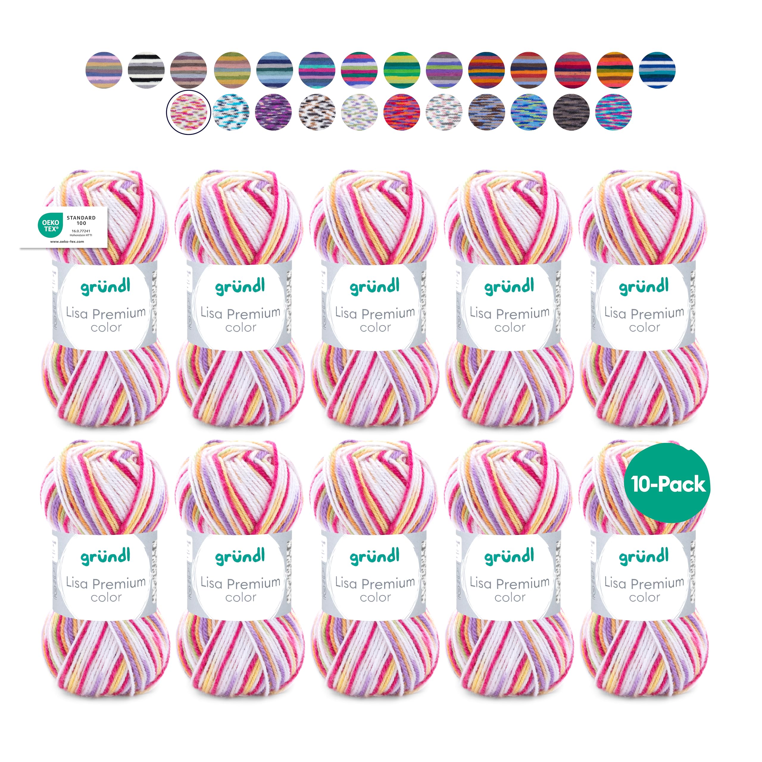 Grundl Lisa Premium color 50g - pink-orange-yellow 02 -Pack of 10