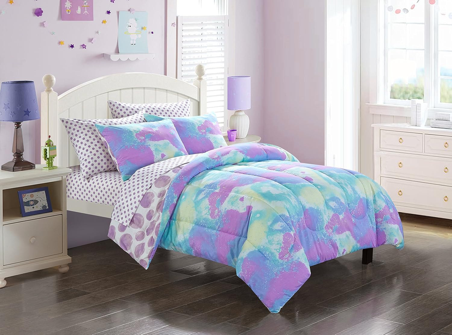 60 Off D I D 5 Piece Kids Purple Teal Blue Tie Dye Comforter Twin