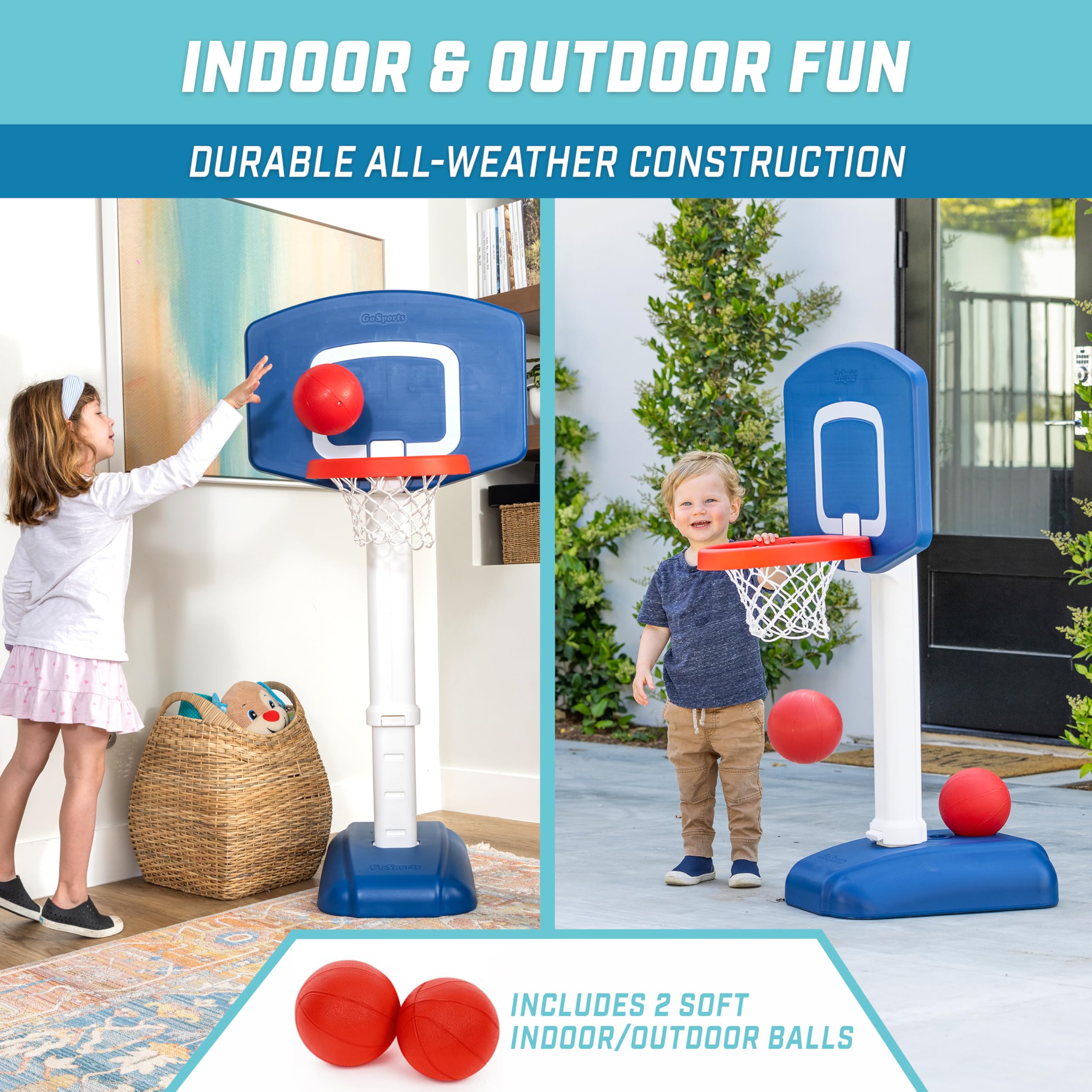 GoSports Tot Shot Toddler Basketball Set - Kids Indoor & Outdoor Toy Hoop with Adjustable Height