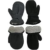 N'Ice Caps Baby Toddler Mittens Kids 2 Pairs Fleece Gloves Winter Warm Sherpa Lined