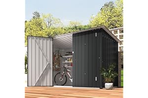 AECOJOY 7x3 Lean to Shed, 3x7 Outdoor Bike Sheds & Outdoor Storage Clearance, Small Lean to Metal Storage Shed, Outdoor Storage Cabinet Weatherproof for Bikes in Dark Grey