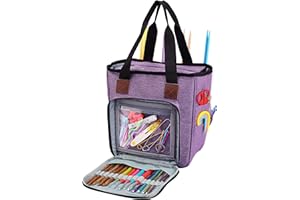 KOKNIT crochet bag,knitting bagBackpack and Tote Bag Storage Bag ，Large capacityYarn Storage Organizer Travel Crochet Bag Women Carrying Crochet Accessories Knitting Needles Crochet