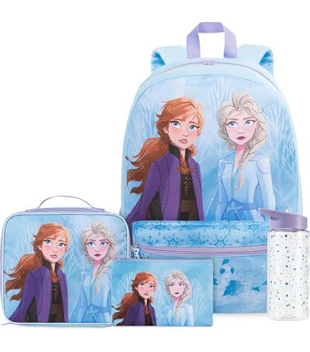 Disney Frozen Mini Backpack for Kids - Bundle with 12” Canvas Elsa and Anna Bag with Water Bottle, Stickers, More | Frozen Backpack Purse Set for Girls, Boys