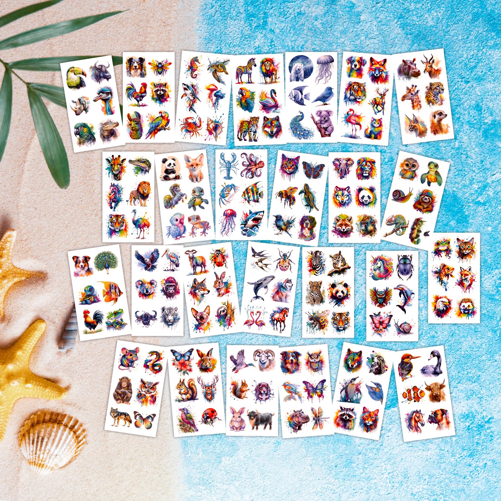 Hotoyannia 160 PCS 30 Sheets Watercolor Animals Temporary Tattoos for kids - Individually Cute Animals Temporary Tattoos Stickers for Girls Boy Body Arm Shoulder Birthday Party Supplies Gifts for Kids