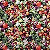 Mook Fabrics Fruits-Vegetables Fabric [45 in. Wide] – 100% Combed Cotton Material for Quilting, Home Decor Accents | Arts, Crafts & Sewing, Mixed Vegetables Cut by The Yard