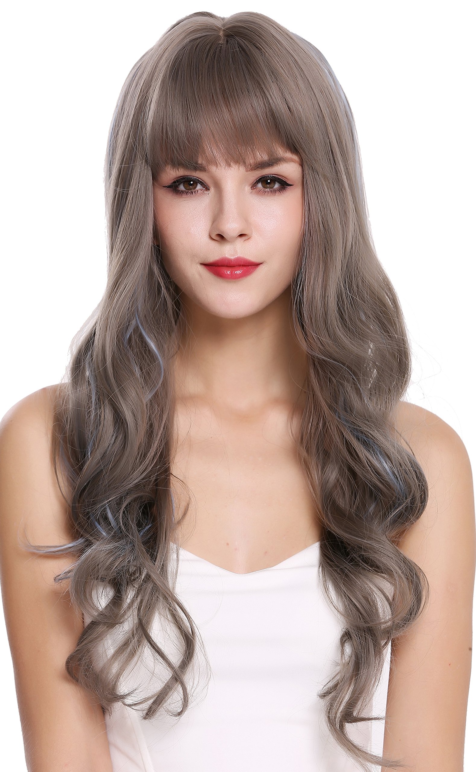 WIG ME UP - H1734 Quality women's wig long wavy fringe Balayage mix grey brown blue