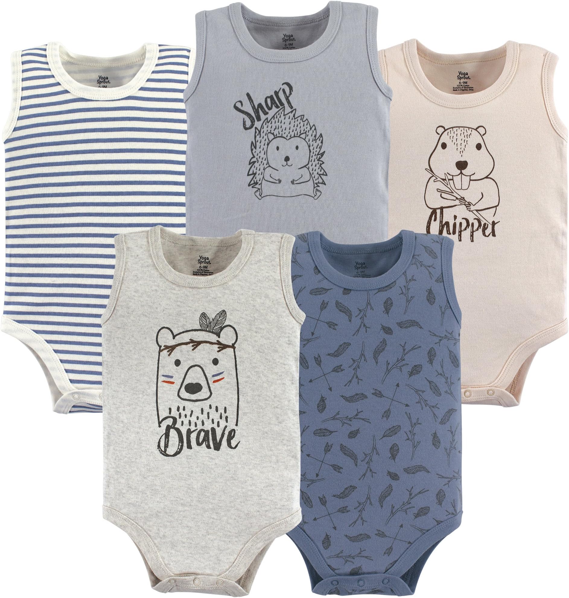 Yoga SproutCotton Bodysuit, 5 Pack
