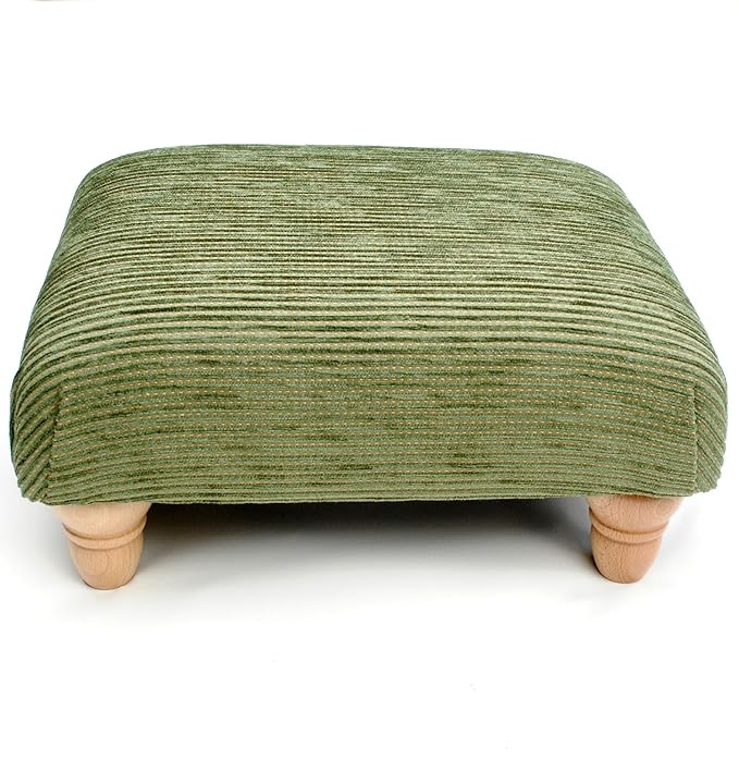 Moss Green Chenille Upholstered Low Footstool Amazon.co.uk Kitchen & Home