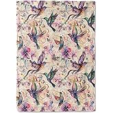 coedoaes Colorful Hummingbird Fleece Blanket - 50x60in Cute Bird Flower Artistic Throw Blankets,Soft Cozy Lightweight, Ideal for Living Room Home Whimsical Decor and Kids Women Girls Spring Gifts
