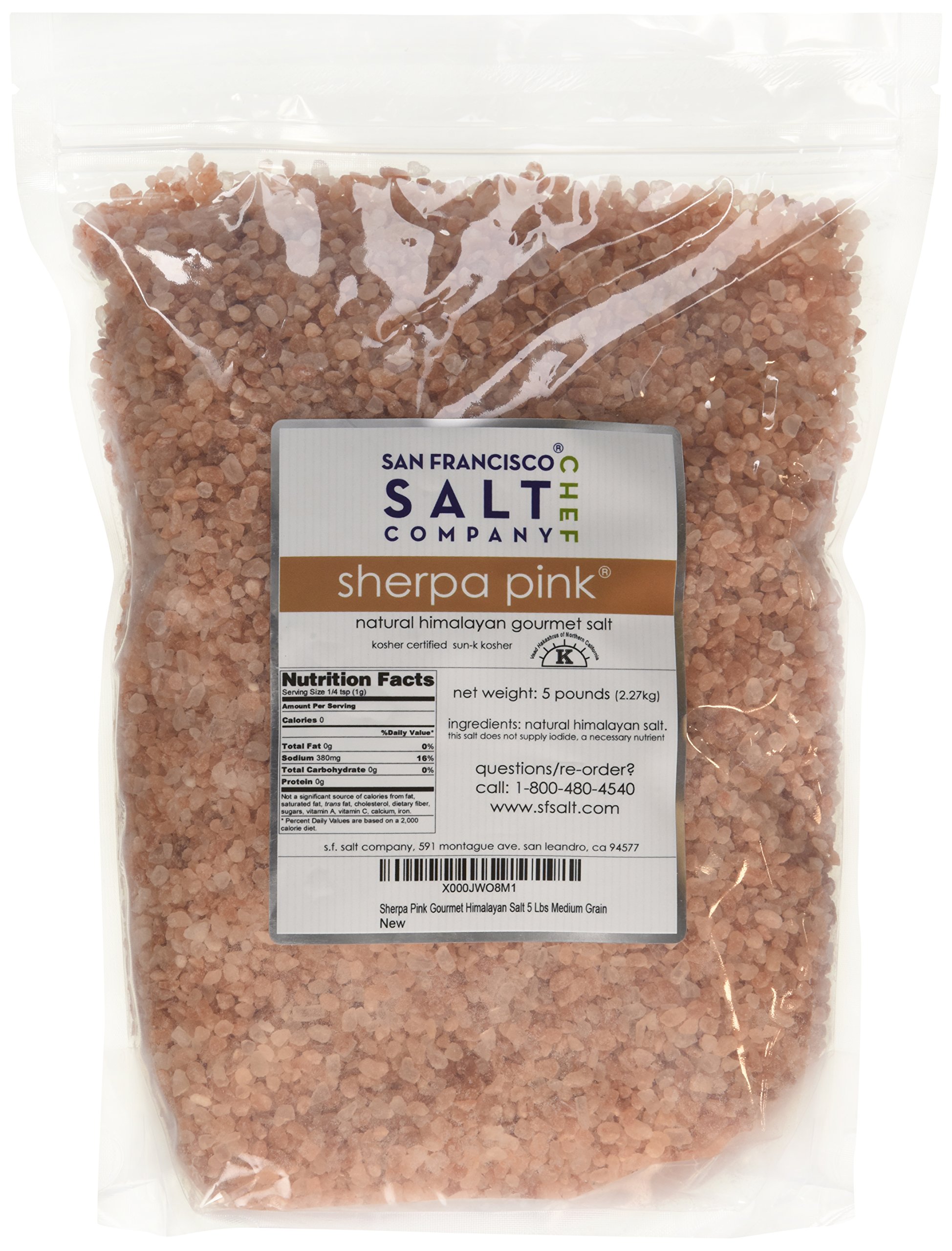 Sherpa Pink Himalayan Salt 5 lbs. Coarse Bulk Bag Ideal for Salt