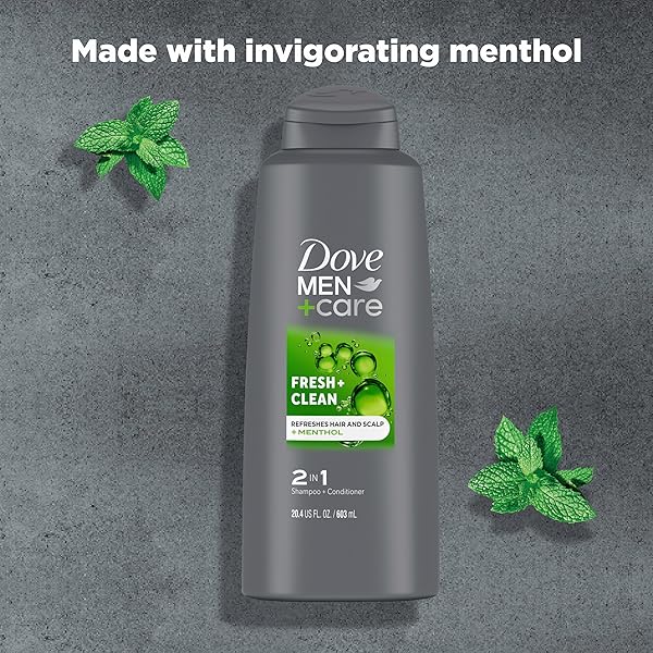 DOVE MEN + CARE FORTIFYING 2-IN-1 SHAMPOO AND CONDITIONER FRESH AND CLEAN WITH CAFFEINE FOR EVERYDAY CARE HELPS STRENGTHEN AND NOURISH HAIR 20.4 OZ