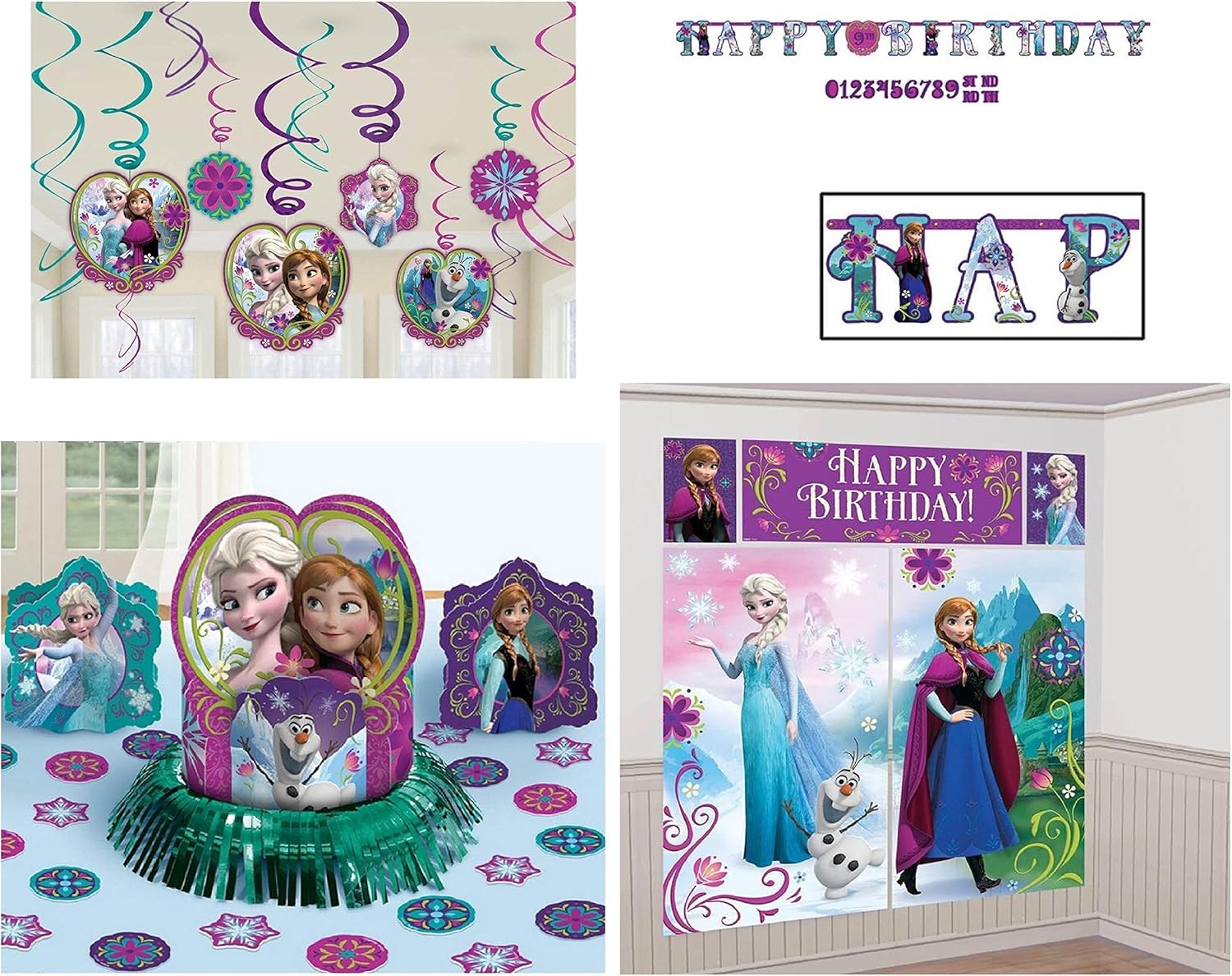 Amazon Com Disney Frozen Anna Elsa Birthday Pack Banner Wall