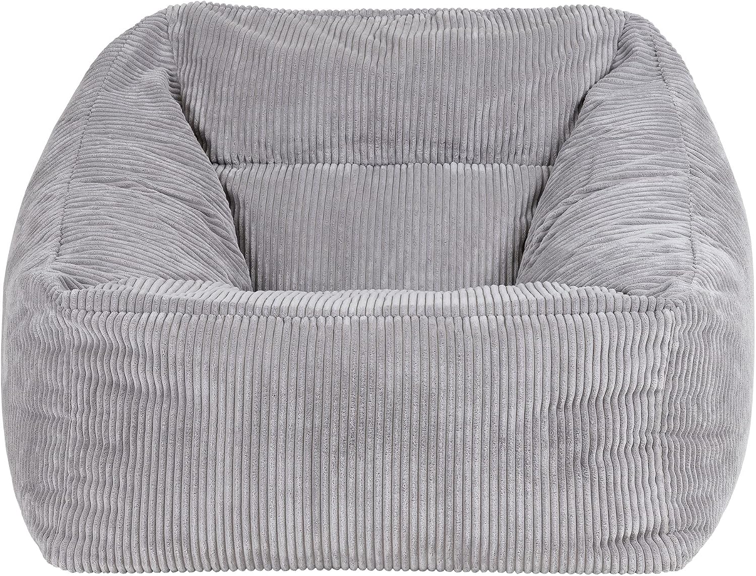 icon Natalia Cord Bean Bag Chair, Grey, Large Adult Bean Bag with Filling Included, Comfy Chair, Armchair, Living Room