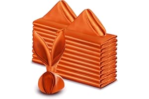 VACVELT 50 Pack Burnt Orange Satin Napkins 17x17 Inch Wedding Napkins Bulk, Decorative Elegant Dinner Napkins Square Table Napkins Decor, Silky Satin Cloth Napkins for Restaurant Graduation Party