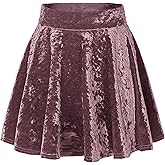 Urban CoCo Women's Vintage Velvet Stretchy Mini Flared Skater Skirt