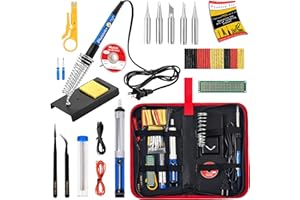 Soldering Iron Kit, 60W Soldering Iron, 5 Soldering Iron Tips, 21-in-1 Adjustable Temperature, Solder Wire, Stand, Desolderin