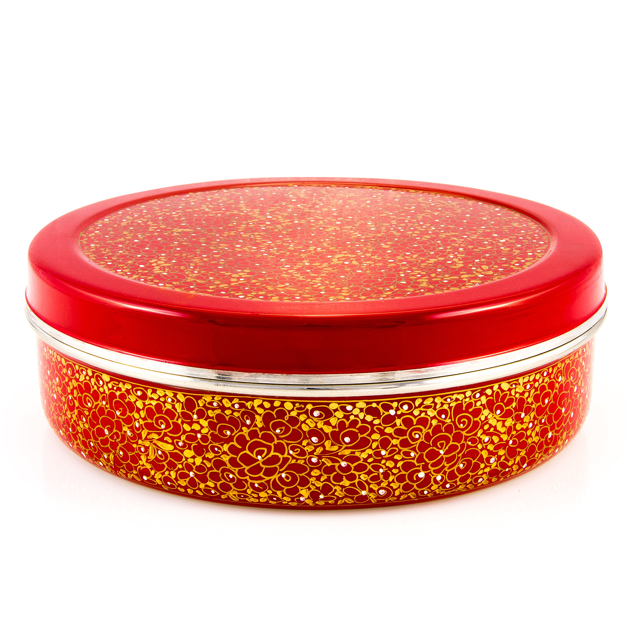 Stainless Steel Cup Waswan Enamel Collection Spice Tin Masala Dabba Indian Masala Dabba Spice Container Hand Painted Red Gold Buy Online In Singapore Kitchen Products In Singapore See Prices Reviews And