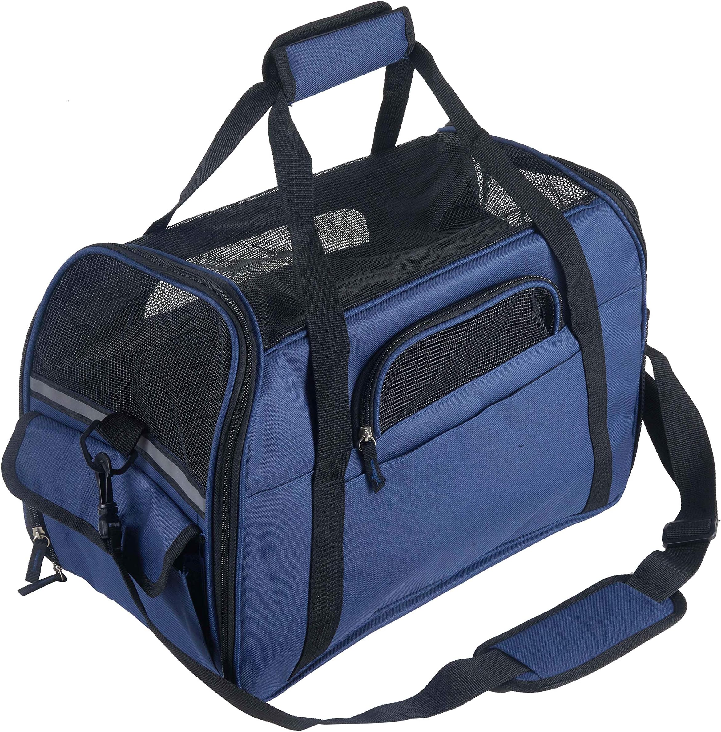 Pettom Soft-Sided Pet Carrier for Dogs Collapsible Cats Travel Bag Under Seat Airline Approved Tote Fleece Pet Mats Included Escape Proof