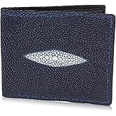 Genuine Stingray Leather Bifold Leather Wallet (6 Card Slots, Blue)