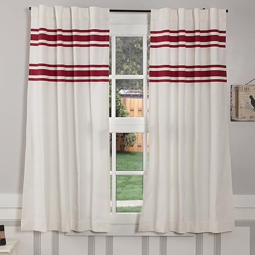 Amazon Com Piper Classics Silo Hill Red Stripe Panel Curtains