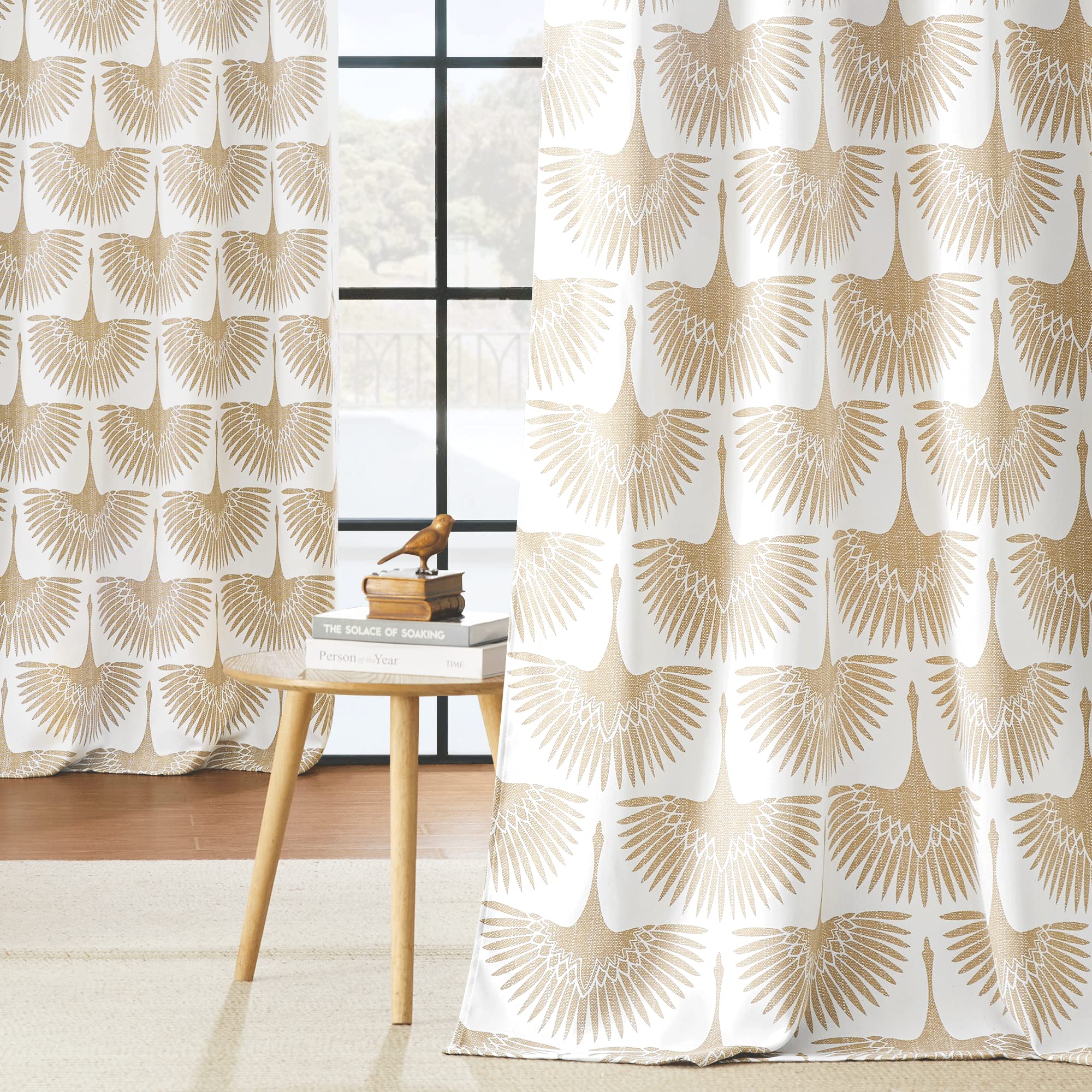 Photo 1 of KGORGE Blackout Curtains for Kids Bedroom - Bird Animal Pattern Large Window Curtains for Dining Living Room Home Office Farmhouse, 52 inch Wide x 95 inch Long, Taupe, 2 Panels