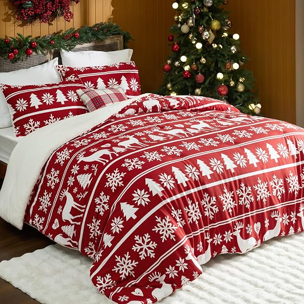 BEDSURE FLUFFY CHRISTMAS COMFORTER SET QUEEN – CHRISTMAS...