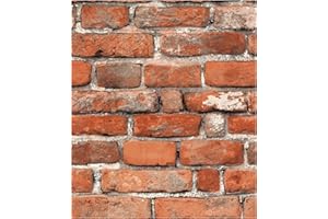 TILTIL Faux Brick Peel and Stick Wallpaper 17.7" x 78.7" Contact Paper for Cabinets 3D Brick Wall Backdrop Self-Adhesive Wallpaper Red Bricky Textured Vintage Removable Wall paper for Fireplace Kitchen Vinyl