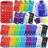 Aodaer 48-Piece Pocket Size Basic Calculators with Drawstring Bags, 8 Colors, 8 Digit Display, Battery Operated, Ideal for School, Office, and Home Use