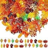 GXXMEI 150PCS Acrylic Leaves Mini Pumpkins Acorns Maple Leaves Acrylic Fall Decorations, Thanksgiving Table Scatter Fall Vase Filler Gems for DIY Crafts, Home Decoration, Thanksgiving and Autumn Decor