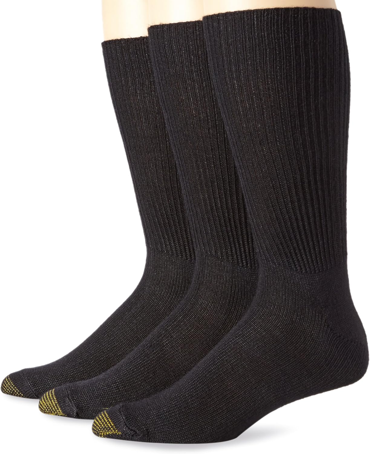 Gold Toe Men's Fluffies Extended Sock, 3 Pack, Black, Sock Size1013