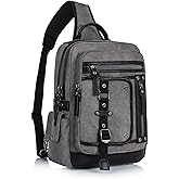 Leaper Sling Backpack Men Large: Canvas Messenger Bag for Men Crossbody - Single Strap Laptop Hiking School Casual Daypacks