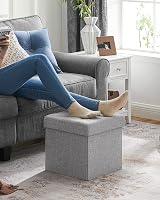 Songmics Mazie Collection Storage Ottoman Cube 38 cm Light Grey LSF82GYX view 7