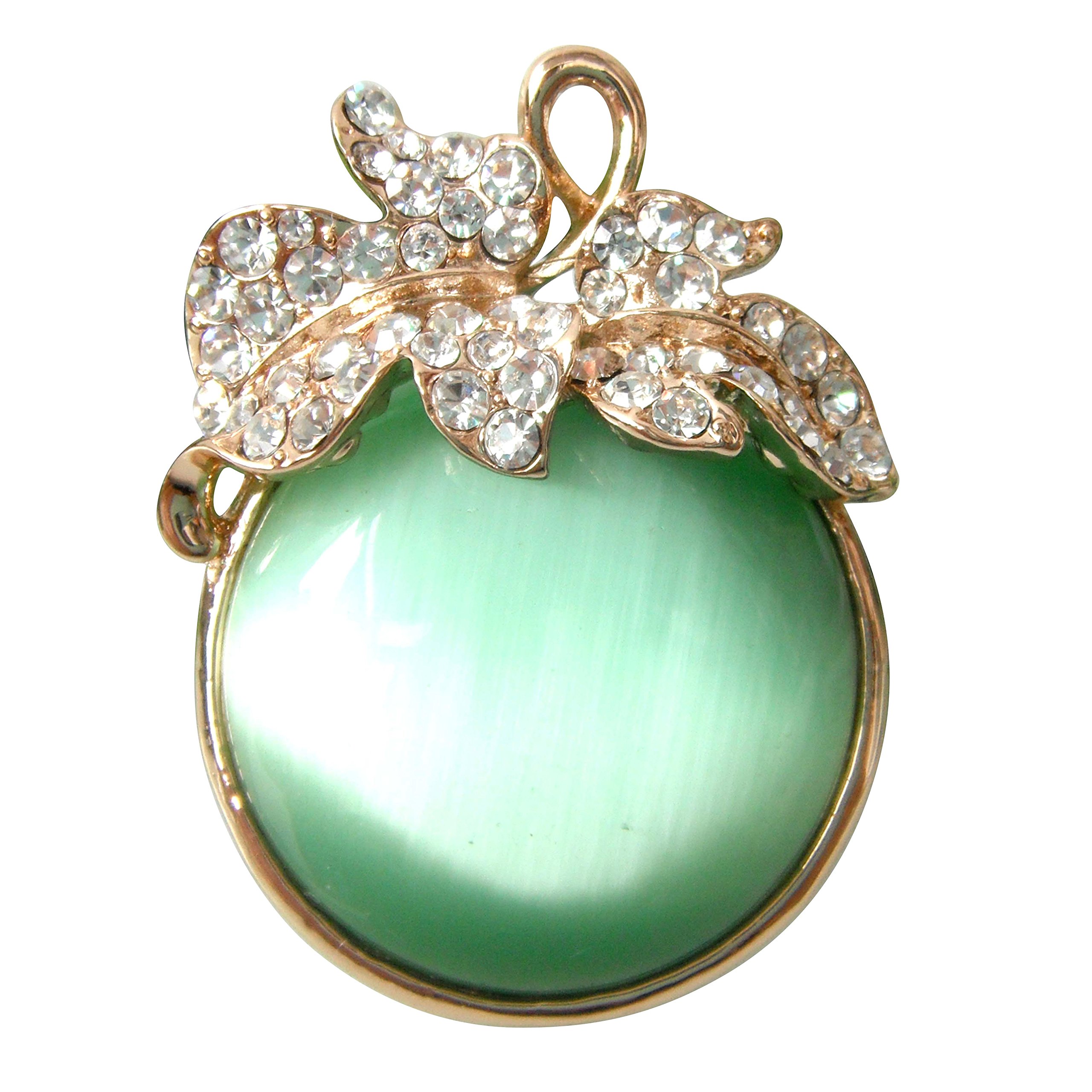 Navachi 18k Gold Plated Leaves Fruit Tomatoes Green Opal Rattan AE7990b Crystal Brooch Pins
