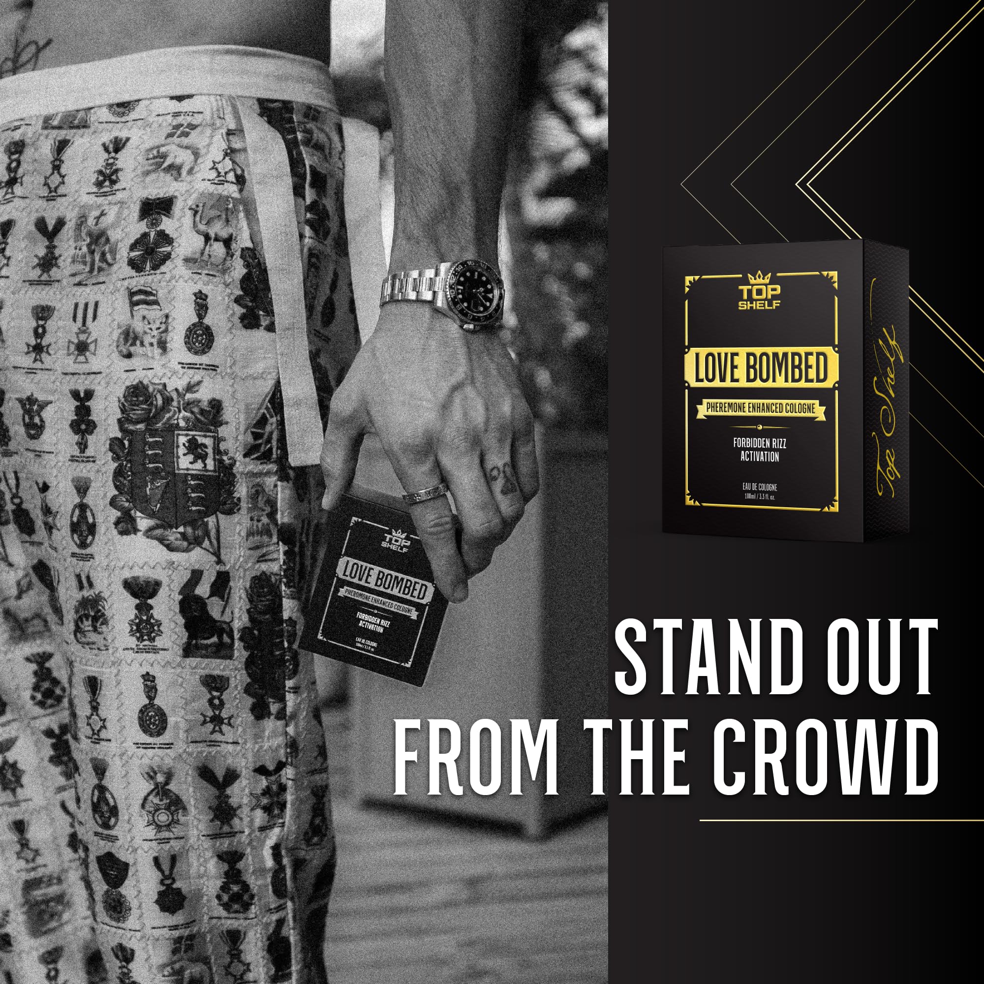 Top Shelf Grind Love Bombed - Pheromone Cologne for Men | Bold Attraction & Confidence | Male Perfume Oil Infused | Long-Lasting Pheromones Spray | Made in USA | 100ml