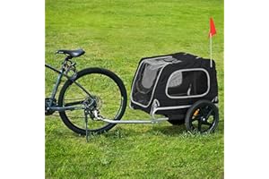 soges Dog Bike Trailer, Portable Pet Trailer Wagon Cart Travel Carrier Attachment, Dogs Cart with Back Entrance, Storage Bag
