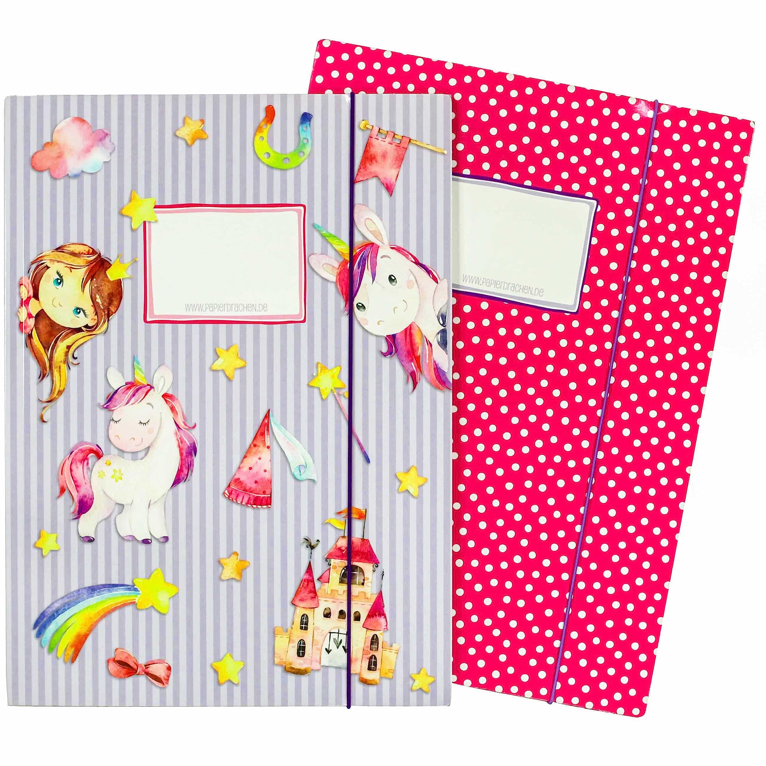 2 School folders for Children DIN A4 | Design Unicorn - Folder for Primary School Pupils - Paper Organizer - Folder Set Number 2