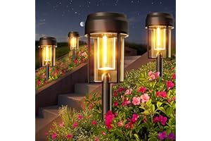 OUGELEE OUGELE Solar Lights Outdoor 8 Pack, Bright Solar Pathway Lights Waterproof IP65, Auto On/Off Solar Landscape Lighting 3000k for Garde Decor, Yard, Driveway, Patio, Walkway
