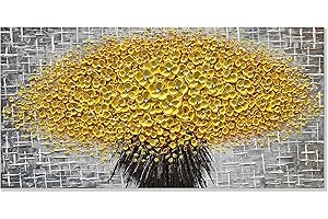 zoinart 3D Oil Paintings Yellow Flower Paintings on Canvas Wall Art Home Decorations Floral Artwork Pictures for Home Decorations Wall Decor