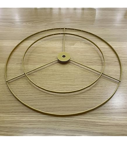 RISEON Lampshade Frame – 13.77" DIY Wire Ring With Hanging Holes For Shell, Bead, Or Pendant Lamps (Gold, E27 Compatible)