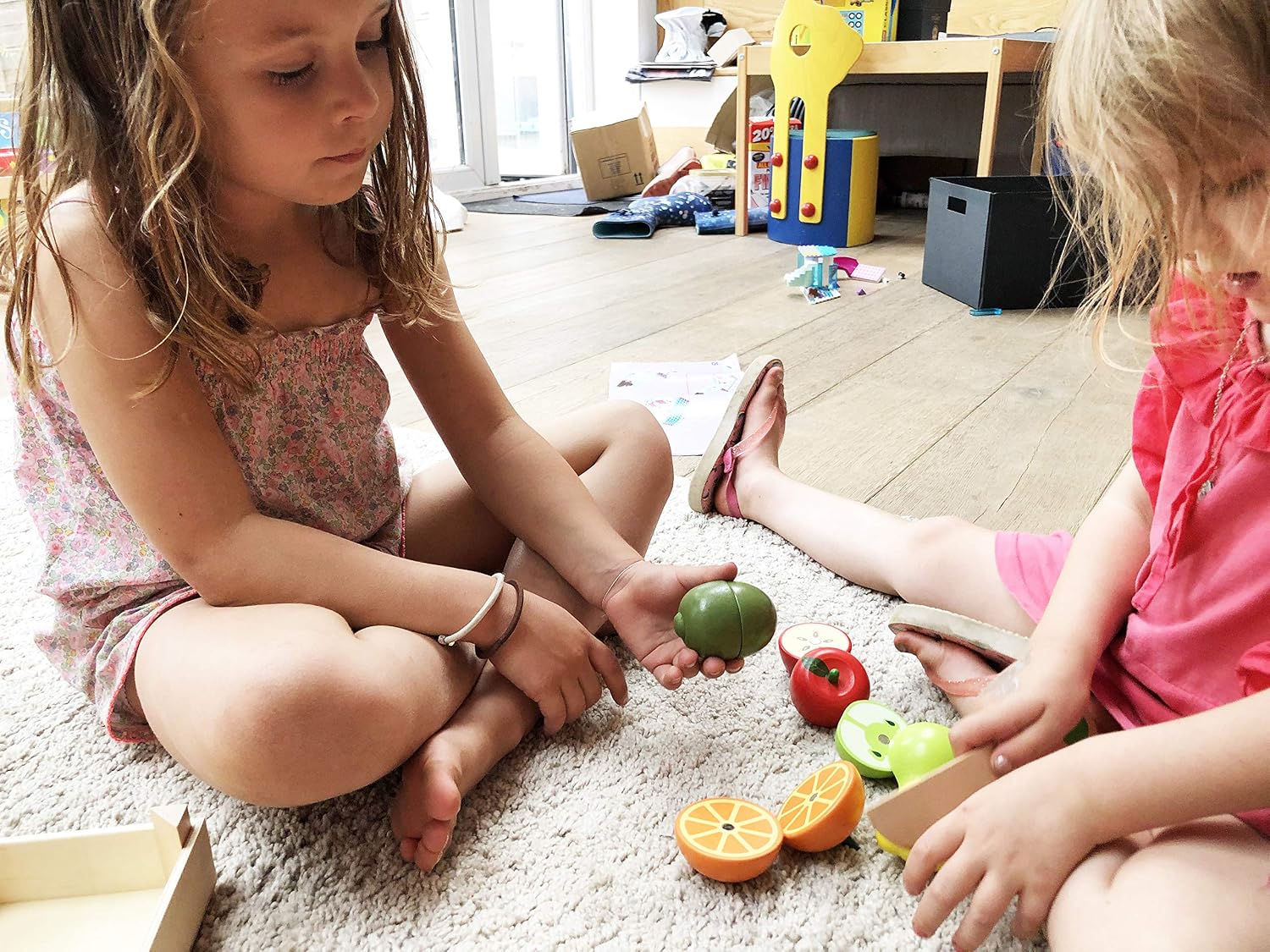 TOWO Wooden Food Cutting Game, Wooden Play Food Fruit Toys and Vegetables Cutting Toys for 3 Years Old, Green, Red, Yellow - Image 4