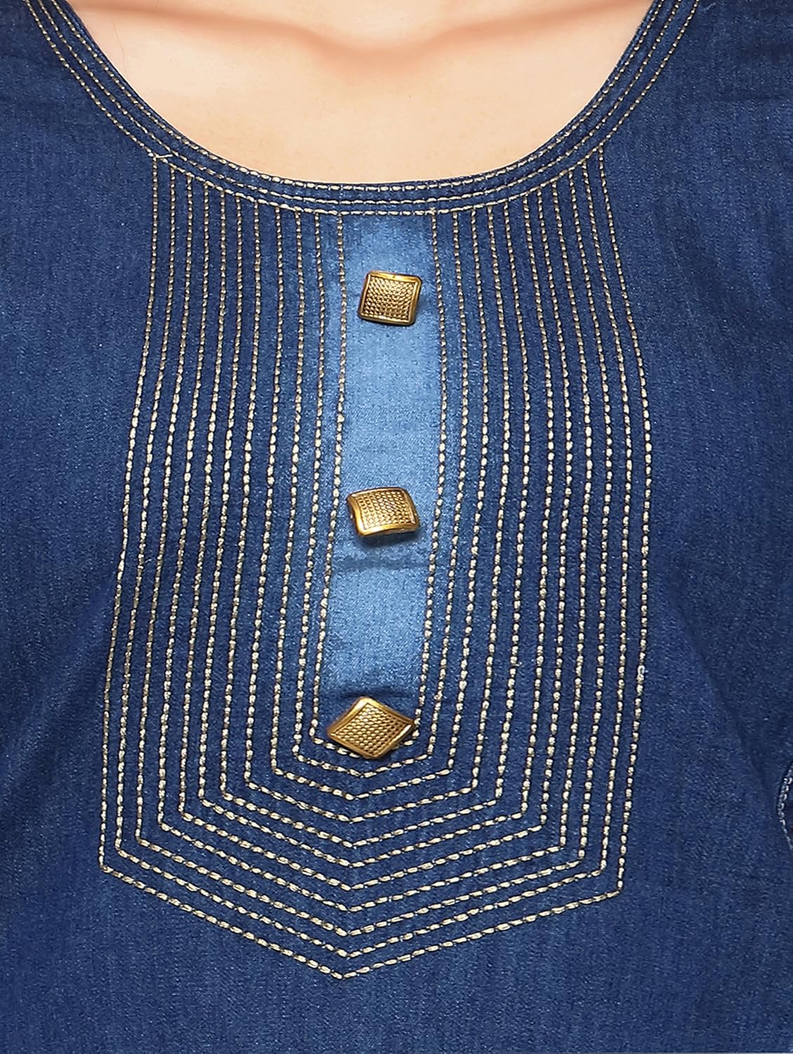 kvsfab women's denim kurta [kvskr8101denim]