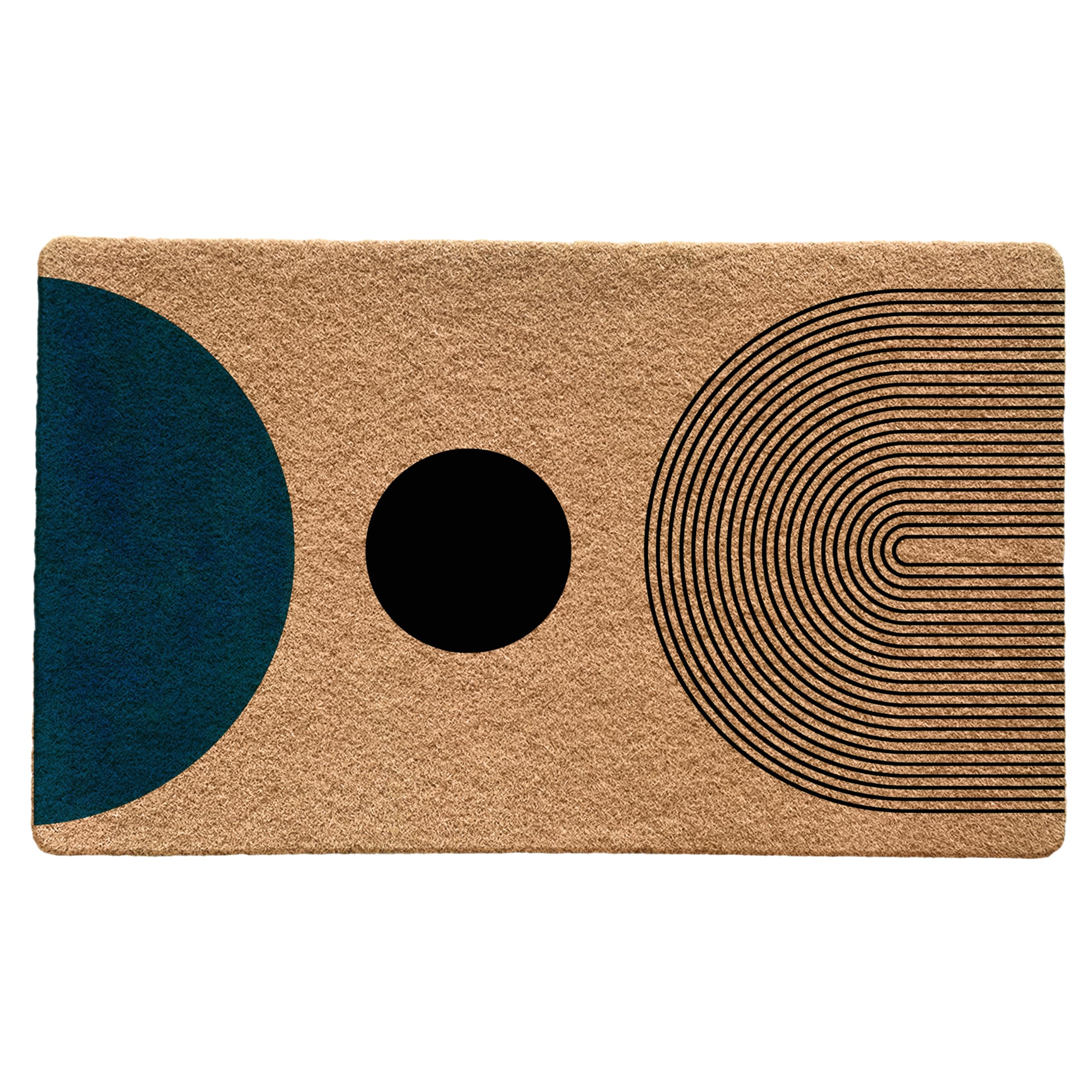 Photo 1 of LUVADIAN Mid Century Modern Boho Front Door Mat Outdoor Entrance Welcome Mat, Modern Green and Black Indoor Door Mats for Entryway, Boho Home Decor, 17x30 Inch Blue