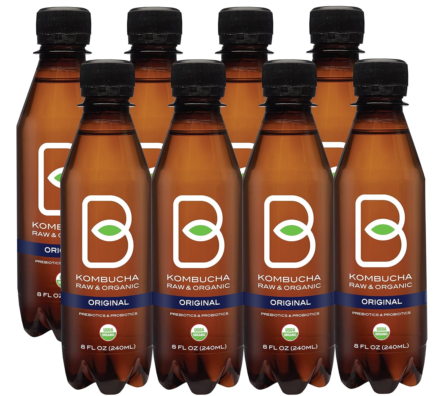 Btea Raw Organic Kombucha Probiotic Original Black Tea Bottled 8 oz 8pack