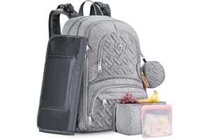 DTBG Diaper Bag Backpack, 6 in 1 Kit Baby Bags Large Travel Diaper Backpack for Boys and Girls with Washable Changing Pad, Extra Breast Insulated Cooler, Pacifier Case, Silicone Bag and Stroller Straps