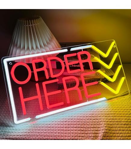 2 Pack Order Here Sign and Pick up Here Sign Led light neon light