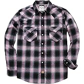 Dubinik® 6 oz Flannel Shirt for Men Western Cowboy Pearl Snap Long Sleeve Work Casual Buttons Vintage Plaid Shirts